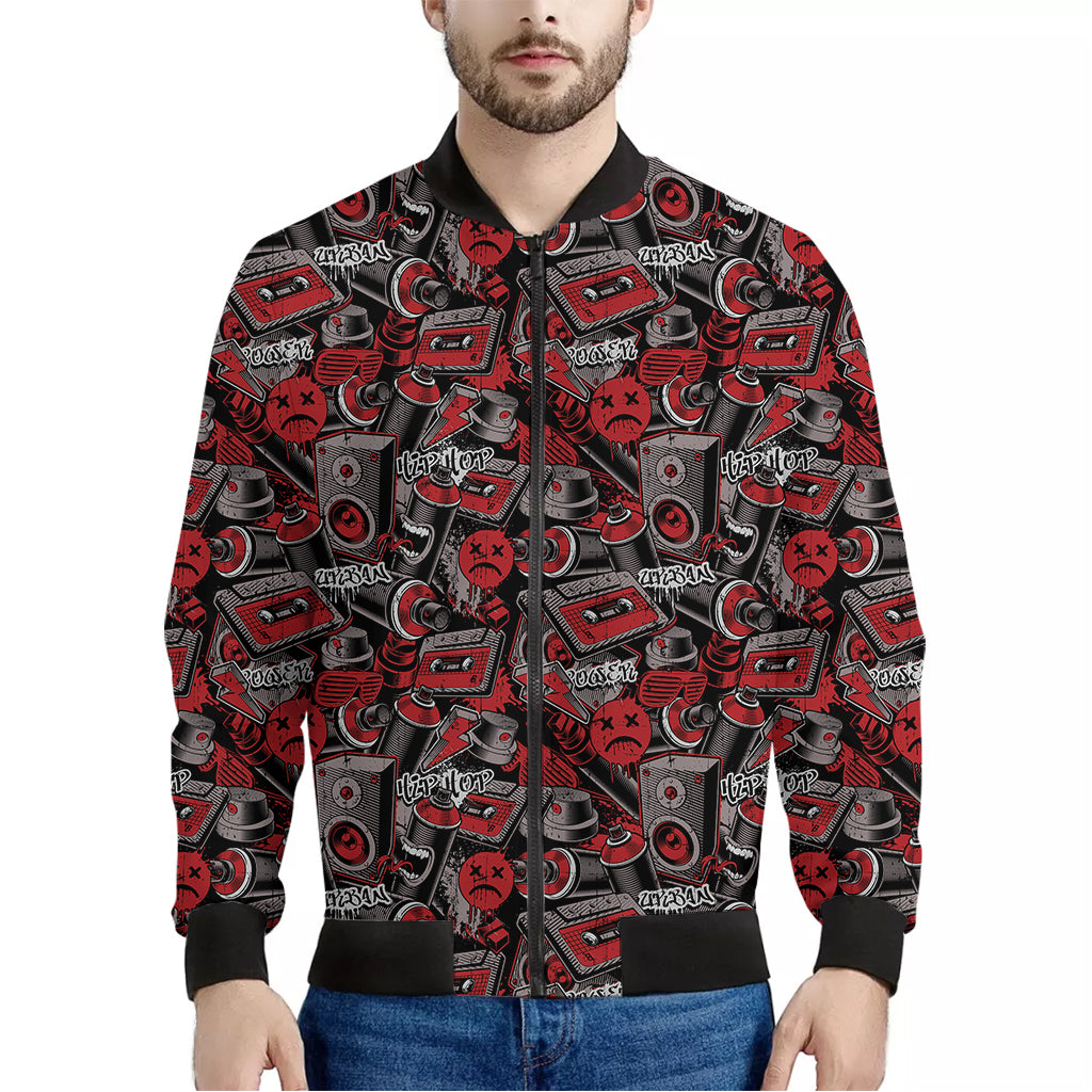 Grunge Graffiti Pattern Print Men's Bomber Jacket