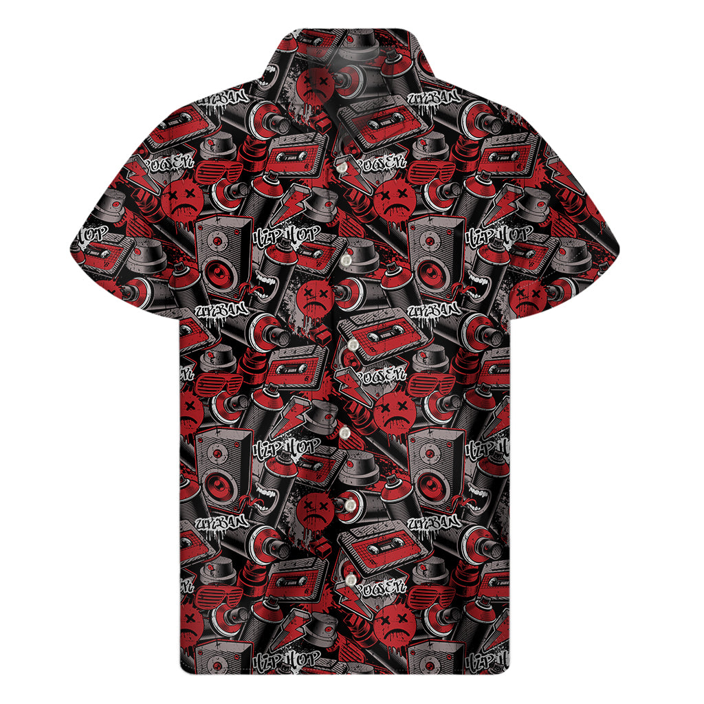 Grunge Graffiti Pattern Print Men's Short Sleeve Shirt