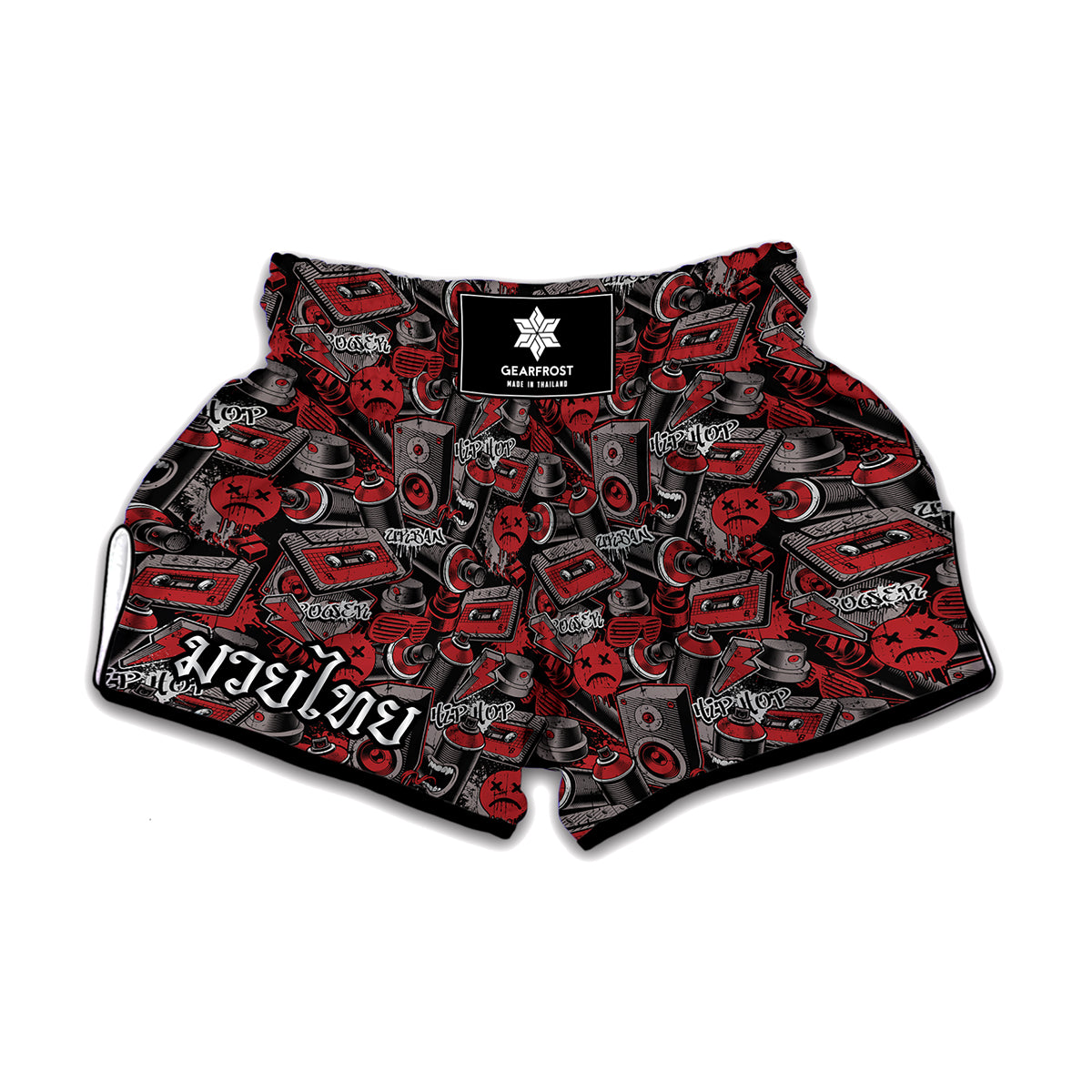 Grunge Graffiti Pattern Print Muay Thai Boxing Shorts