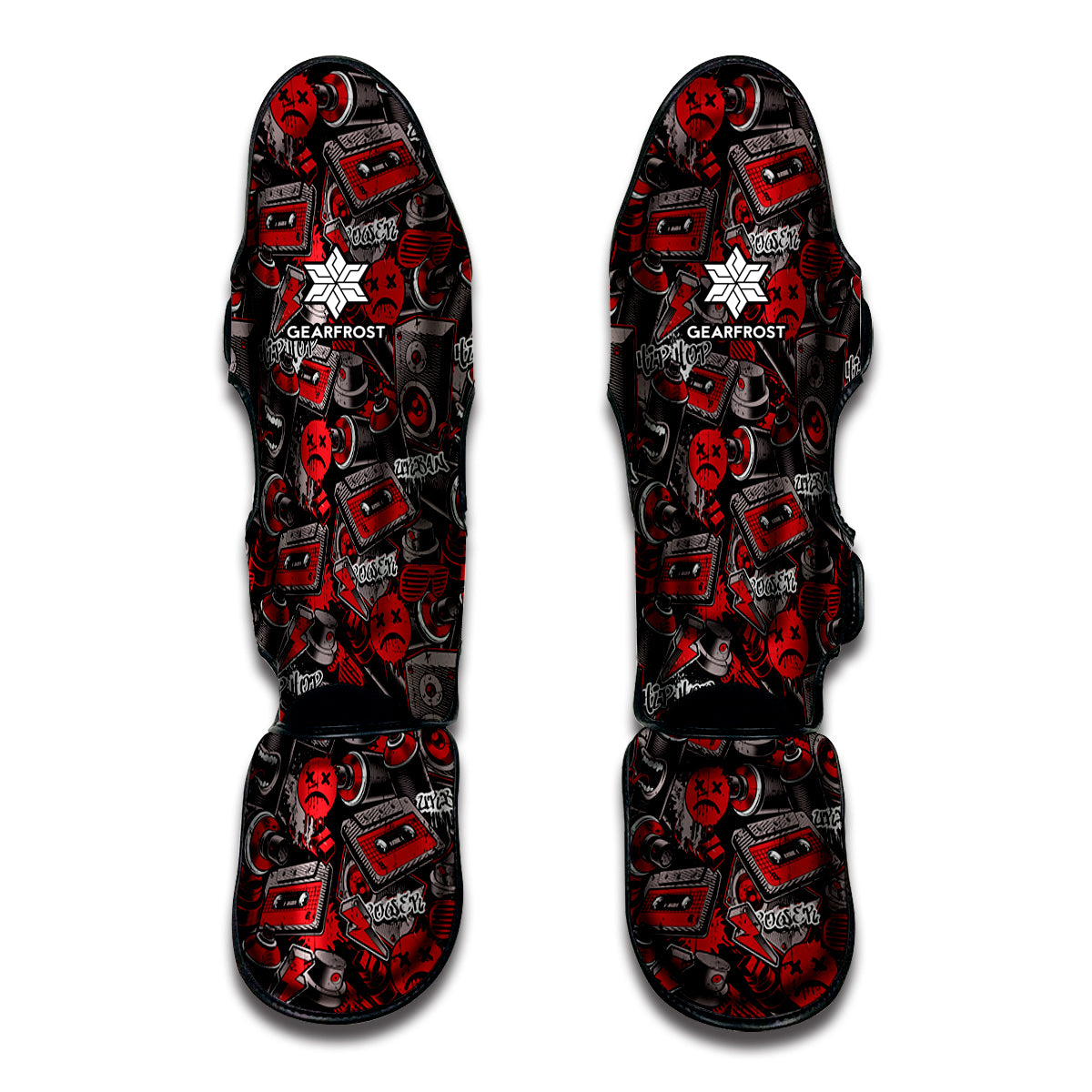 Grunge Graffiti Pattern Print Muay Thai Shin Guards