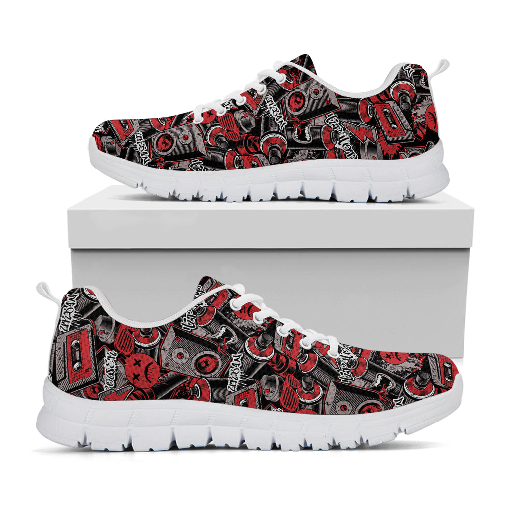 Grunge Graffiti Pattern Print White Sneakers