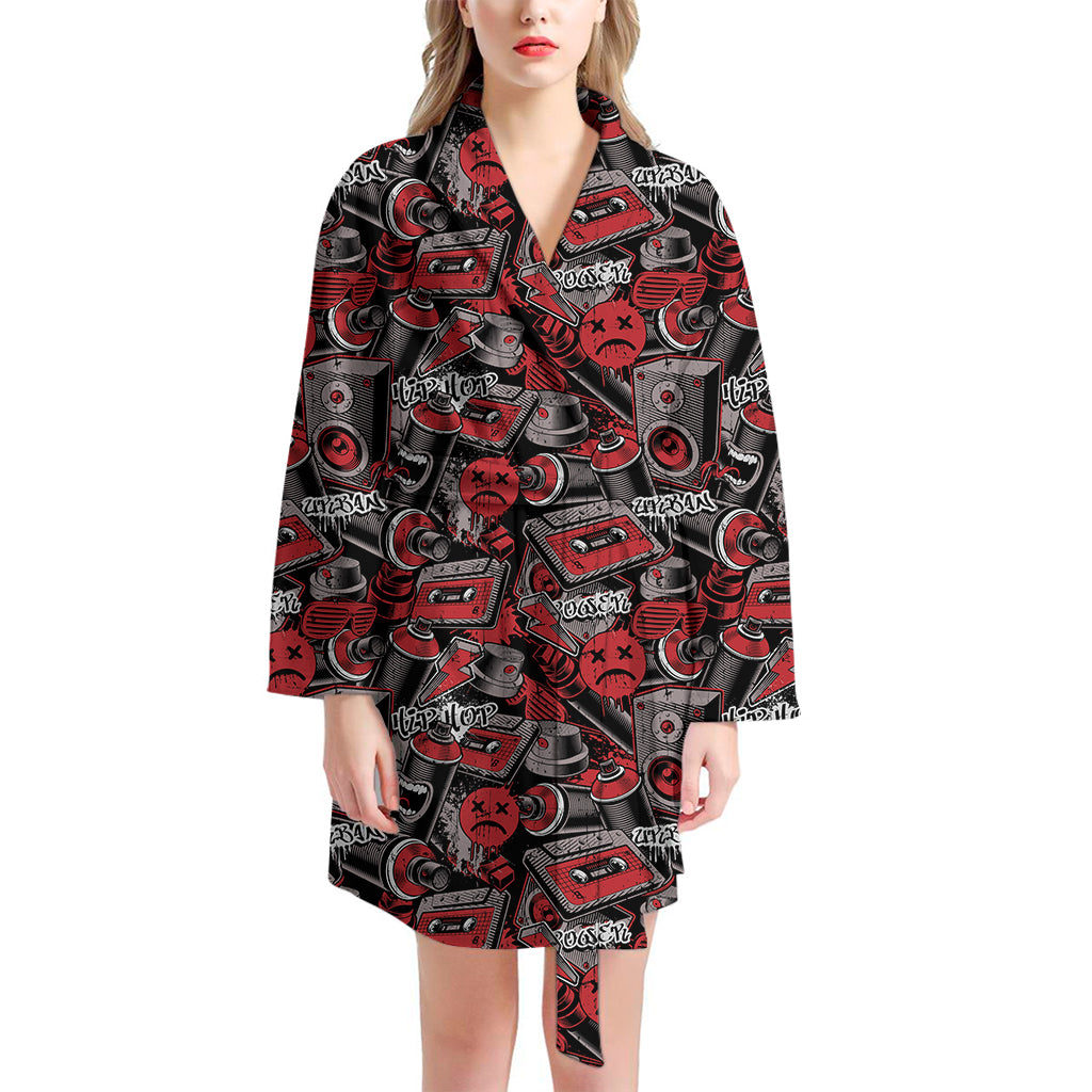 Grunge Graffiti Pattern Print Women's Bathrobe