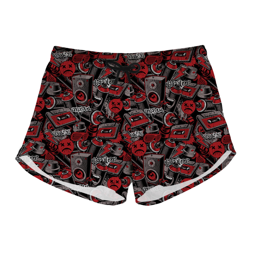 Grunge Graffiti Pattern Print Women's Shorts