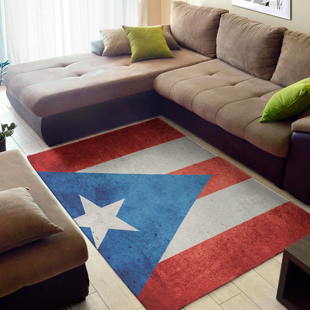 Grunge Puerto Rican Flag Print Area Rug