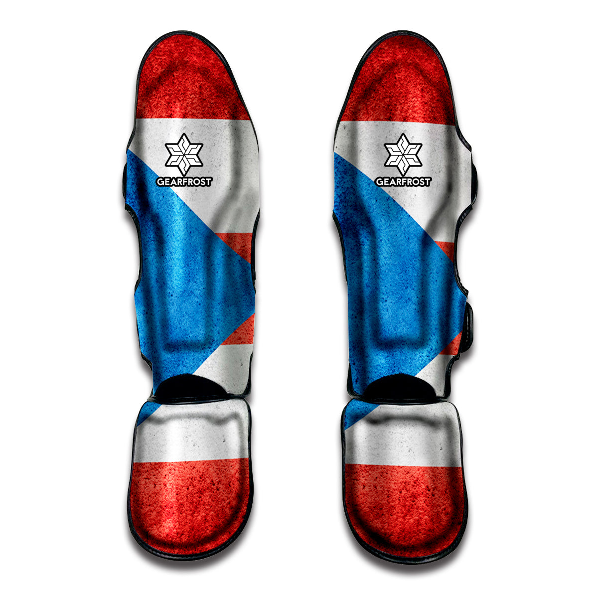 Grunge Puerto Rican Flag Print Muay Thai Shin Guards