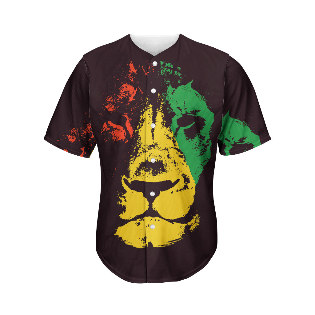 Grunge Rasta Lion Print Men's Baseball Jersey