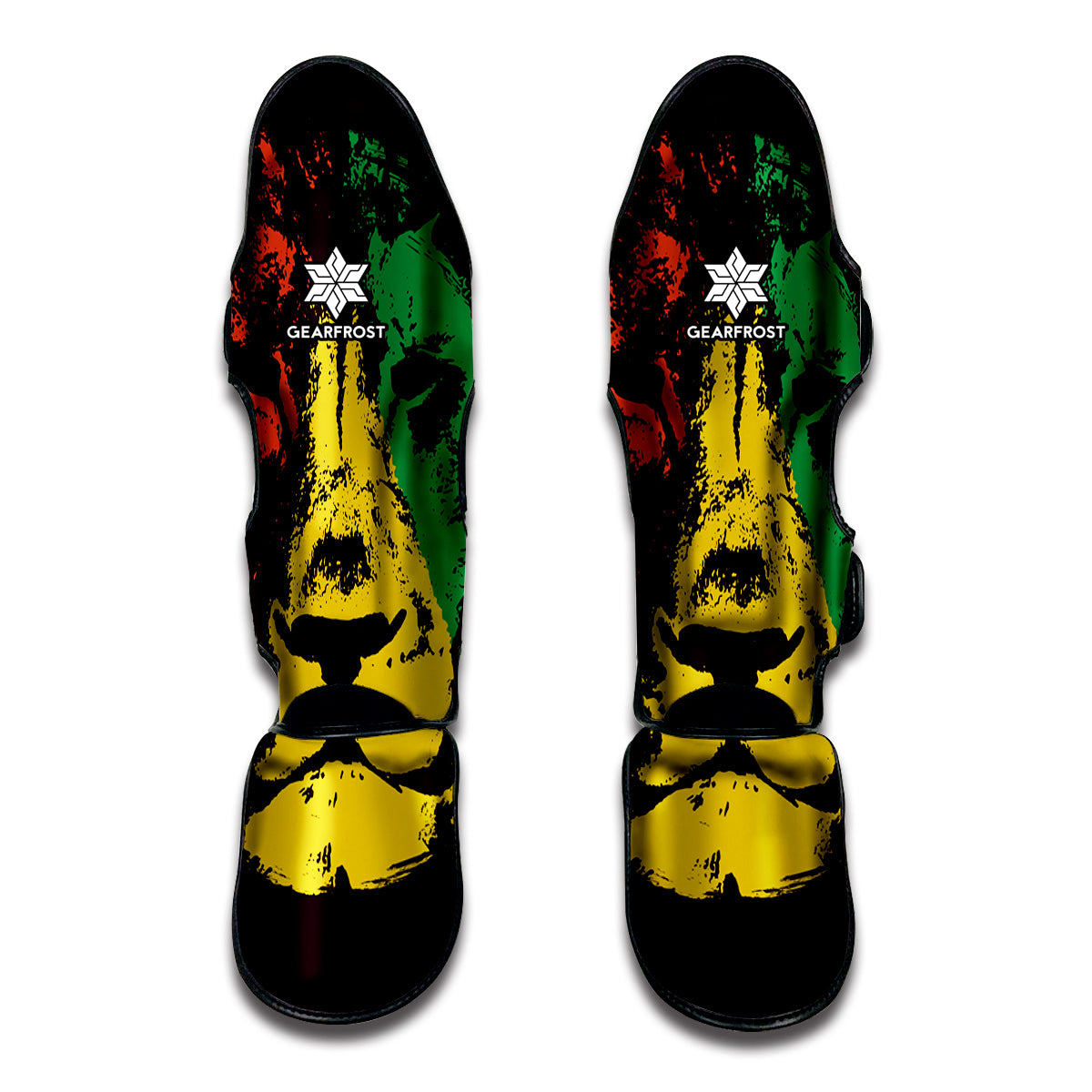 Grunge Rasta Lion Print Muay Thai Shin Guards