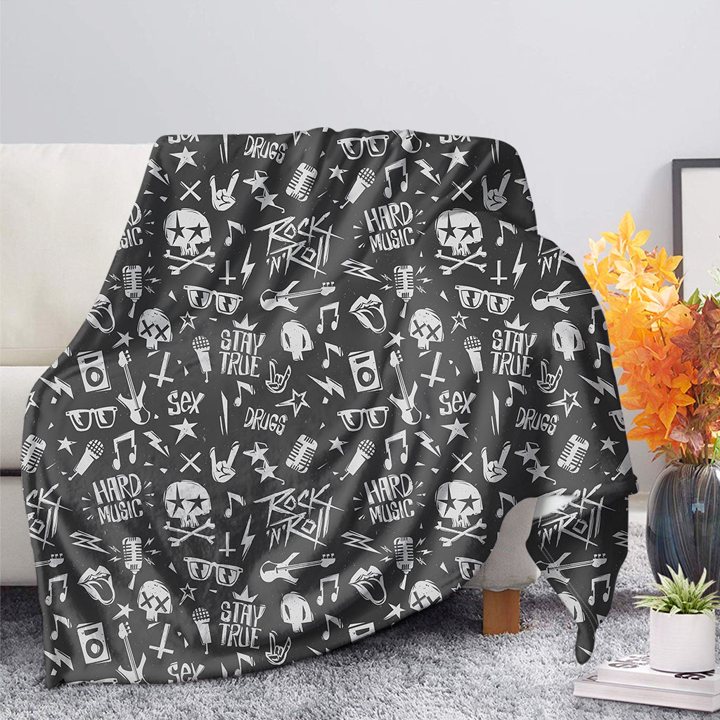 Grunge Rock And Roll Pattern Print Blanket