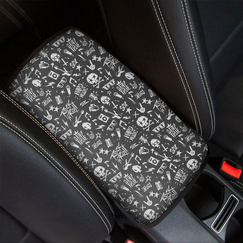 Grunge Rock And Roll Pattern Print Car Center Console Cover