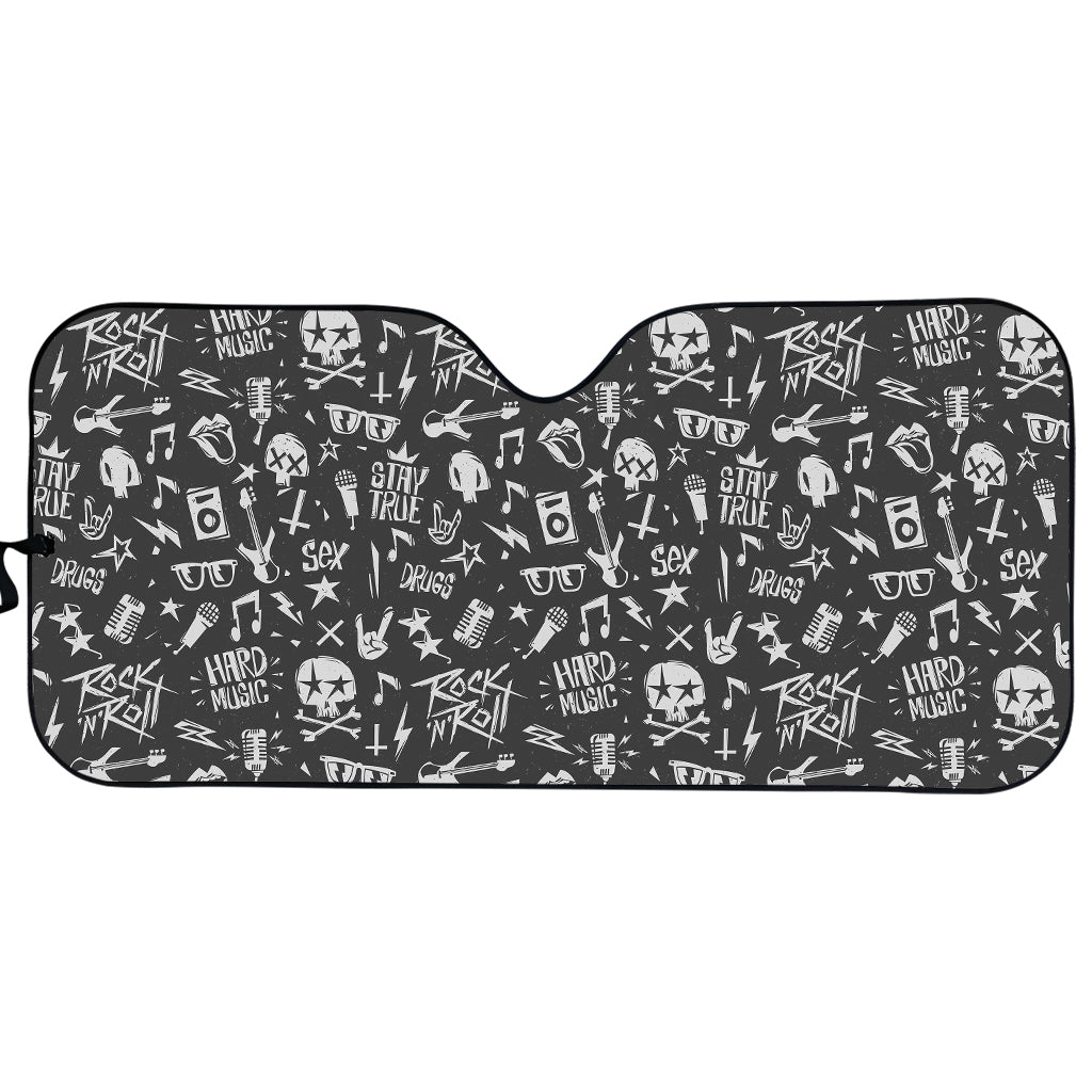 Grunge Rock And Roll Pattern Print Car Sun Shade