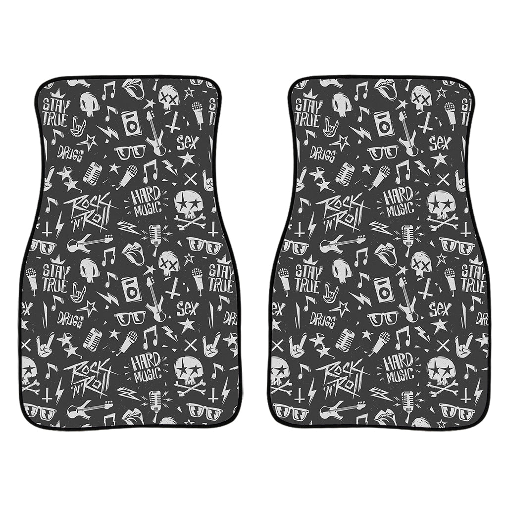 Grunge Rock And Roll Pattern Print Front Car Floor Mats