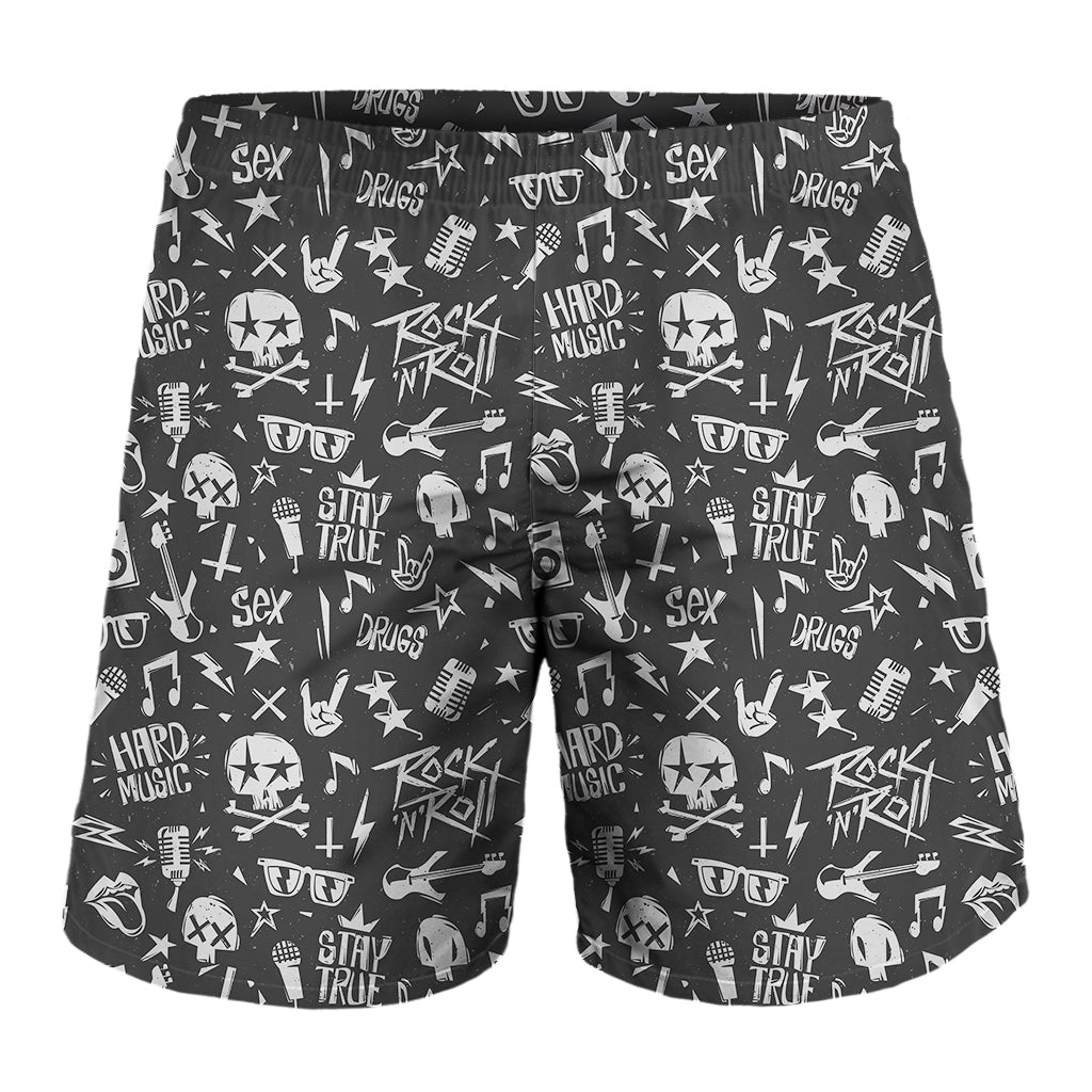 Grunge Rock And Roll Pattern Print Men's Shorts