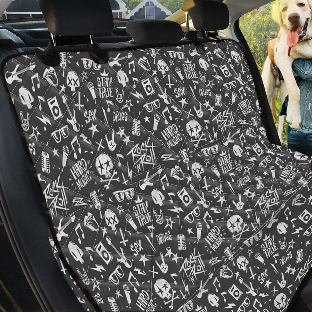 Grunge Rock And Roll Pattern Print Pet Car Back Seat Cover