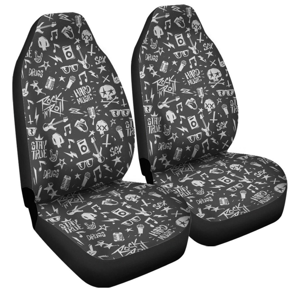 Grunge Rock And Roll Pattern Print Universal Fit Car Seat Covers