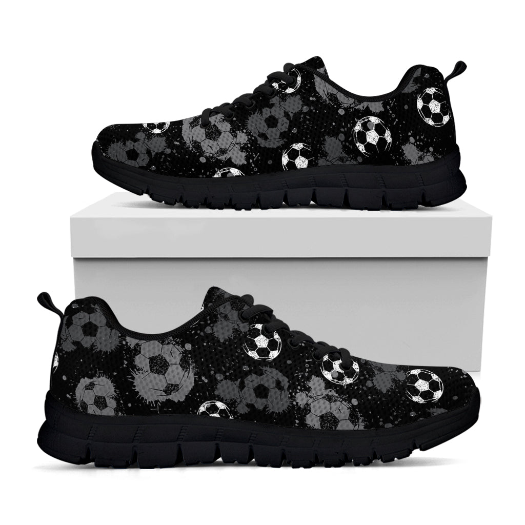 Grunge Soccer Ball Pattern Print Black Sneakers