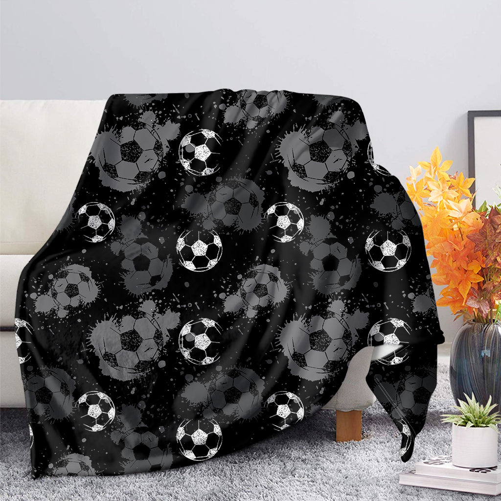 Grunge Soccer Ball Pattern Print Blanket