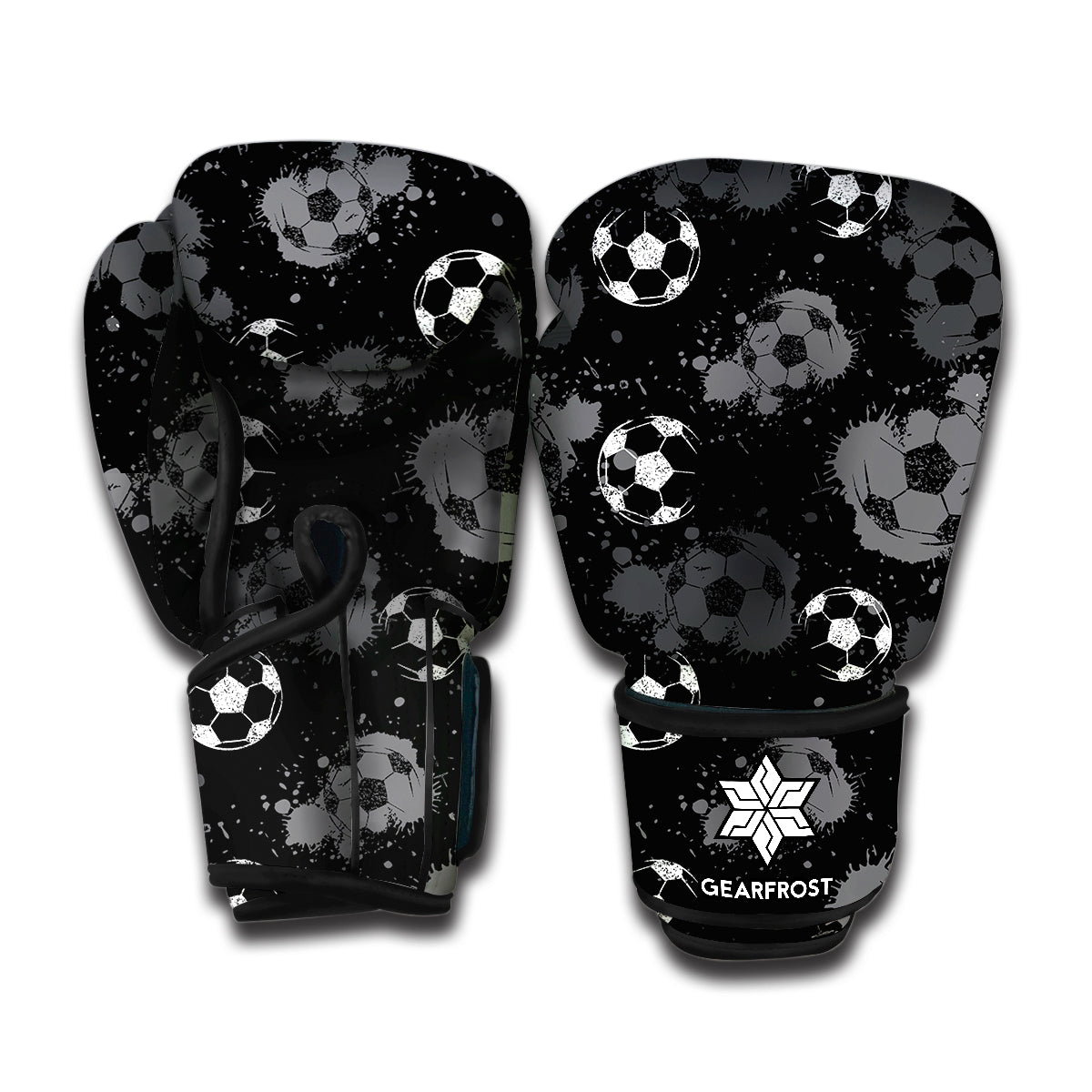 Grunge Soccer Ball Pattern Print Boxing Gloves