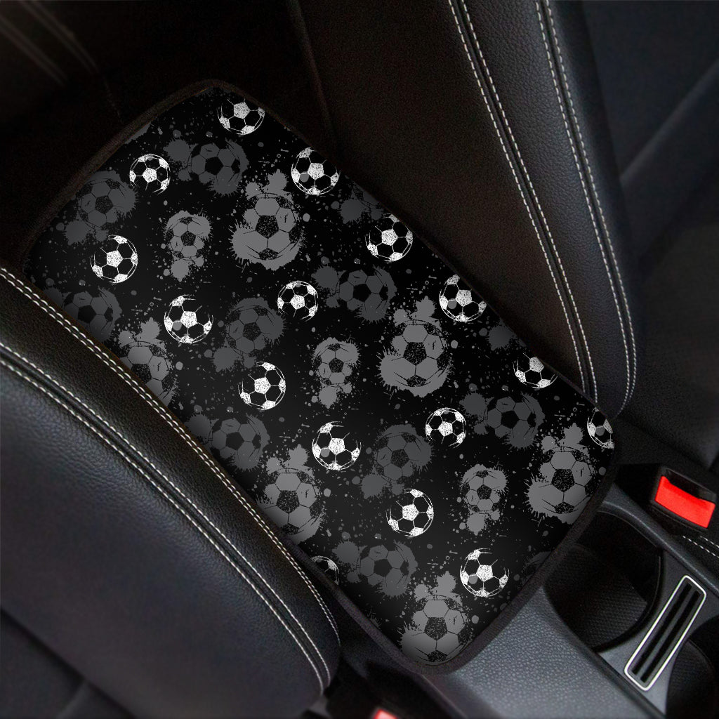 Grunge Soccer Ball Pattern Print Car Center Console Cover