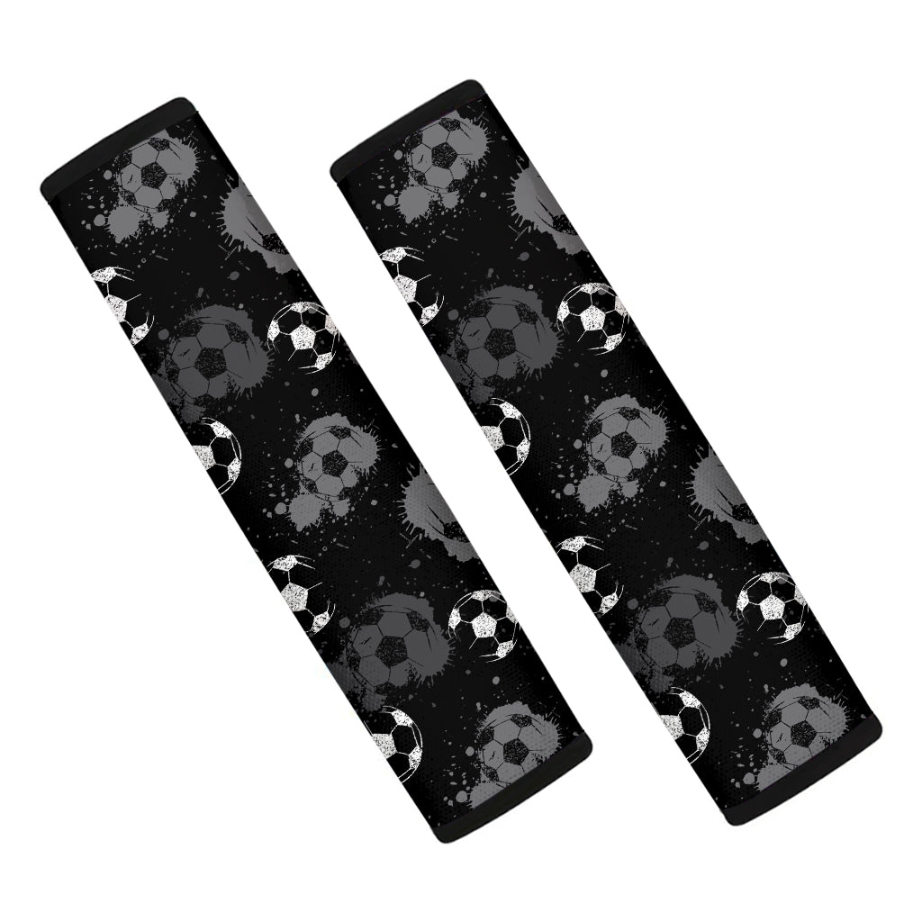 Grunge Soccer Ball Pattern Print Car Seat Belt Covers