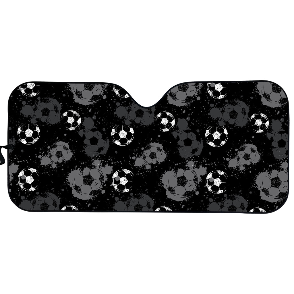 Grunge Soccer Ball Pattern Print Car Sun Shade