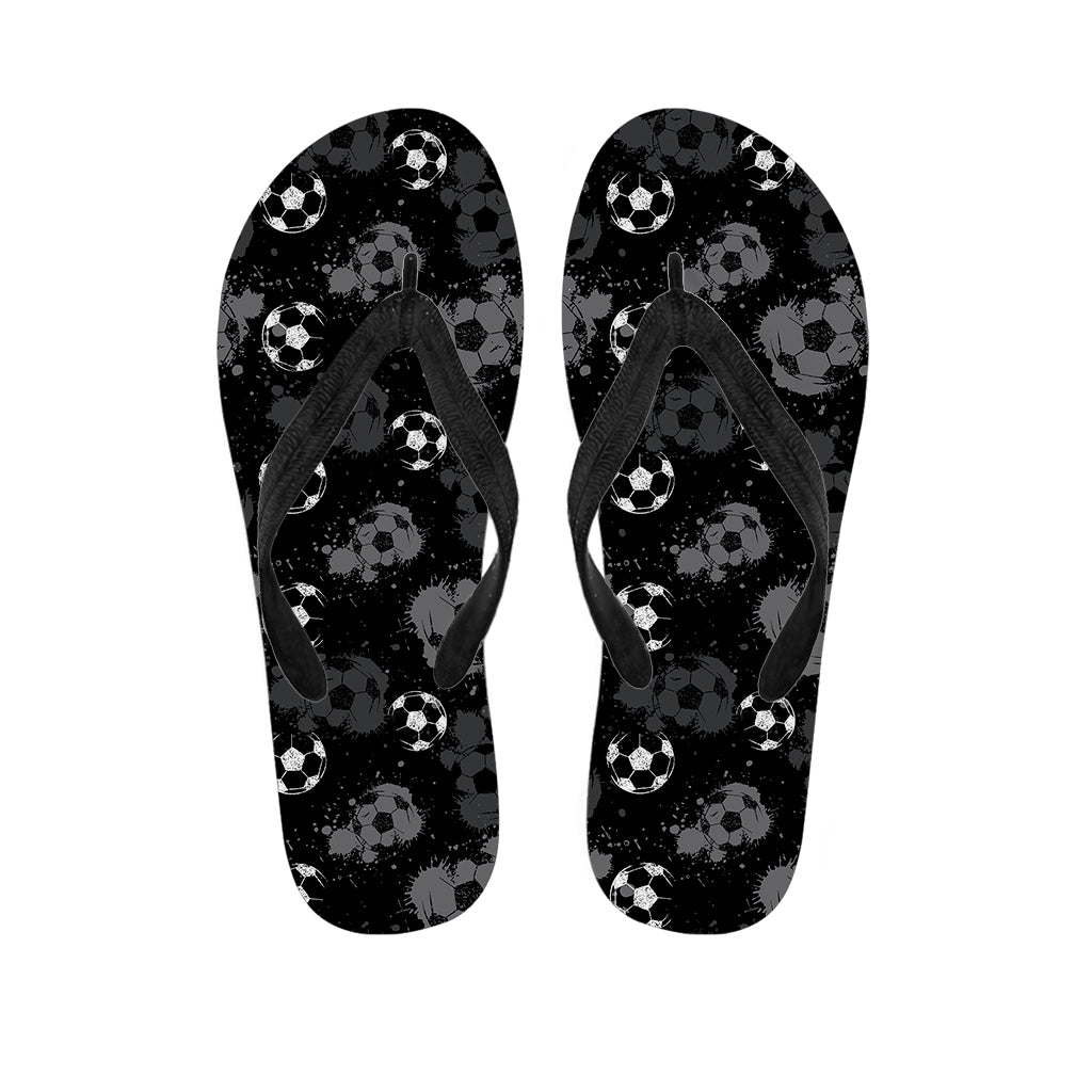 Grunge Soccer Ball Pattern Print Flip Flops