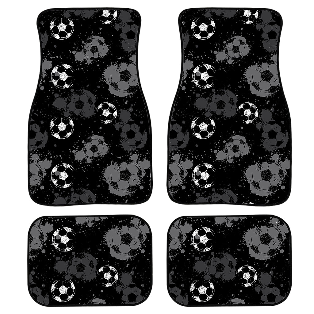 Grunge Soccer Ball Pattern Print Front and Back Car Floor Mats