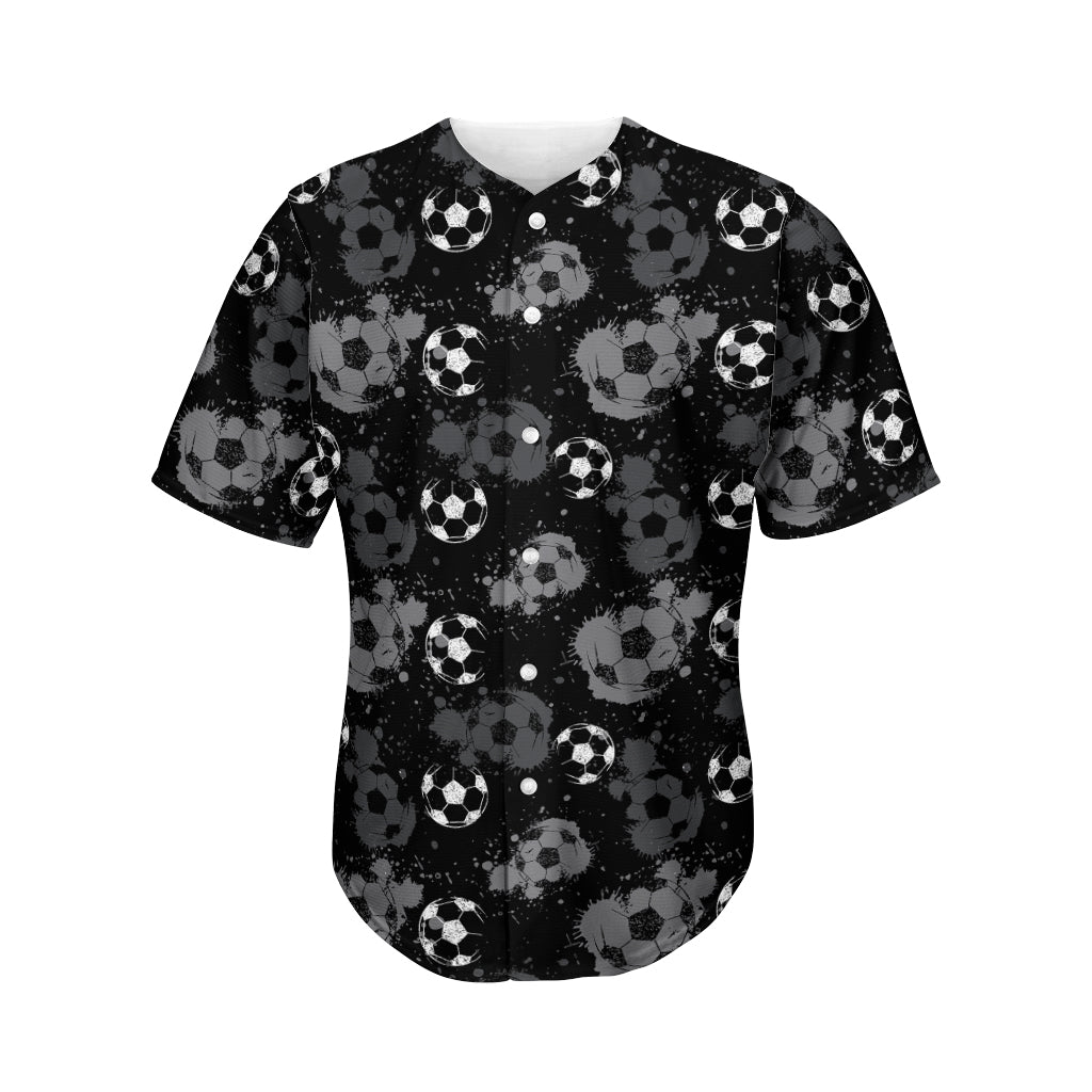 Grunge Soccer Ball Pattern Print Men's Baseball Jersey