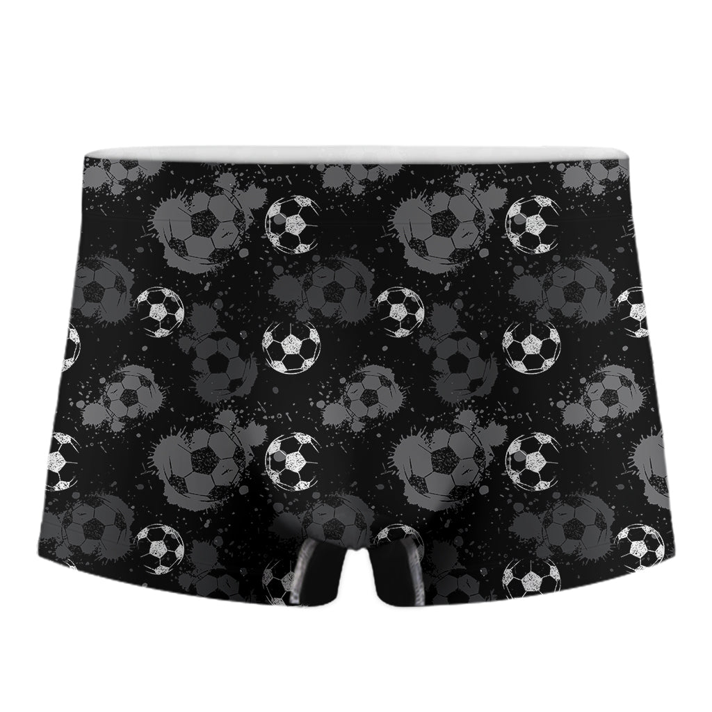 Grunge Soccer Ball Pattern Print Men's Boxer Briefs