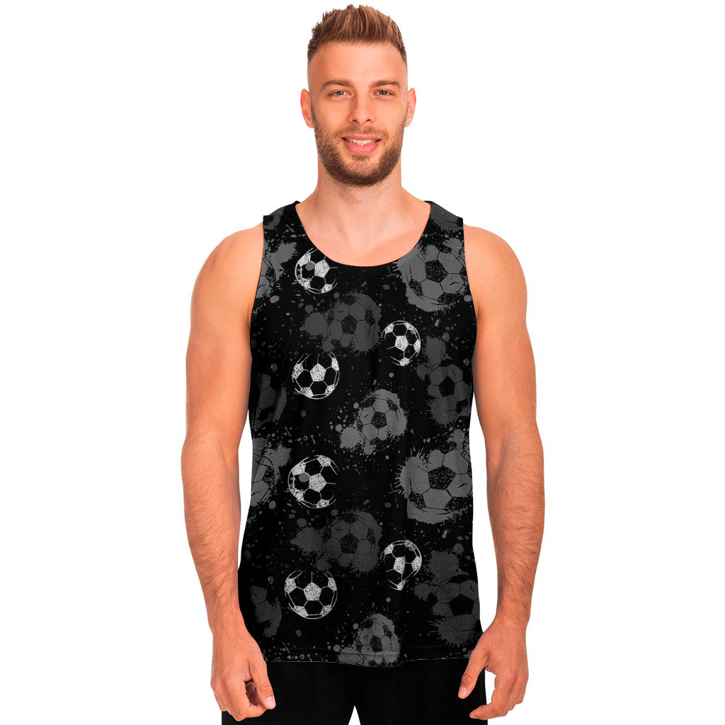 Grunge Soccer Ball Pattern Print Men's Tank Top