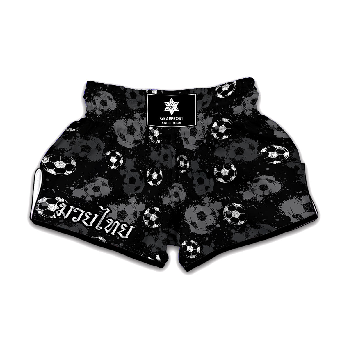 Grunge Soccer Ball Pattern Print Muay Thai Boxing Shorts