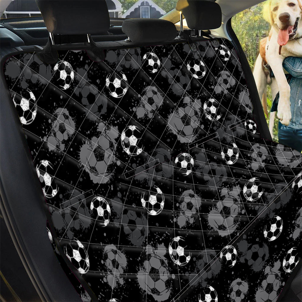 Grunge Soccer Ball Pattern Print Pet Car Back Seat Cover