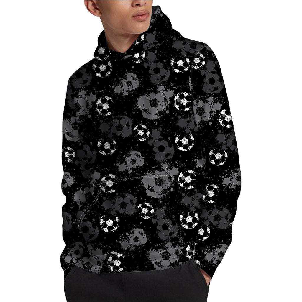 Grunge Soccer Ball Pattern Print Pullover Hoodie