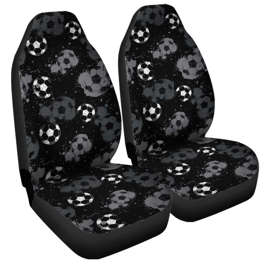 Grunge Soccer Ball Pattern Print Universal Fit Car Seat Covers