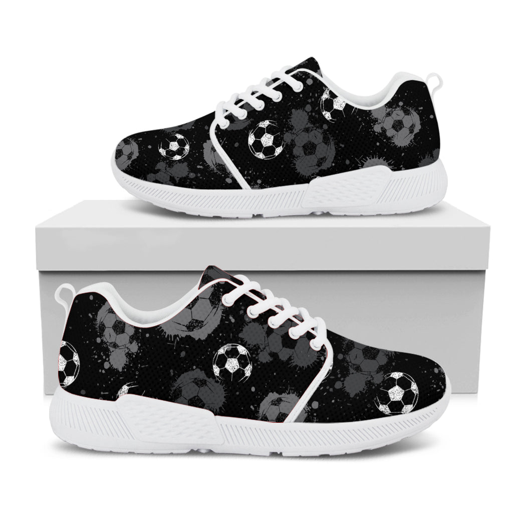 Grunge Soccer Ball Pattern Print White Athletic Shoes