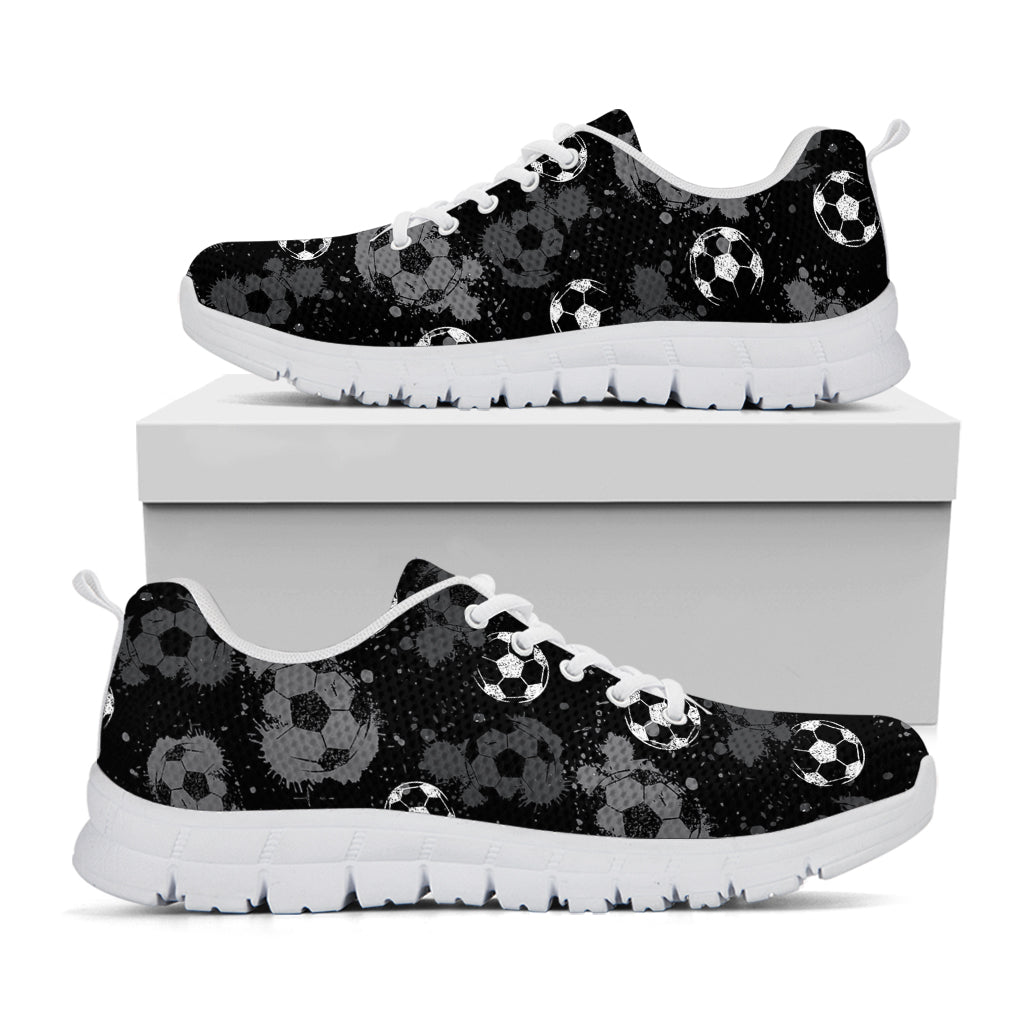 Grunge Soccer Ball Pattern Print White Sneakers