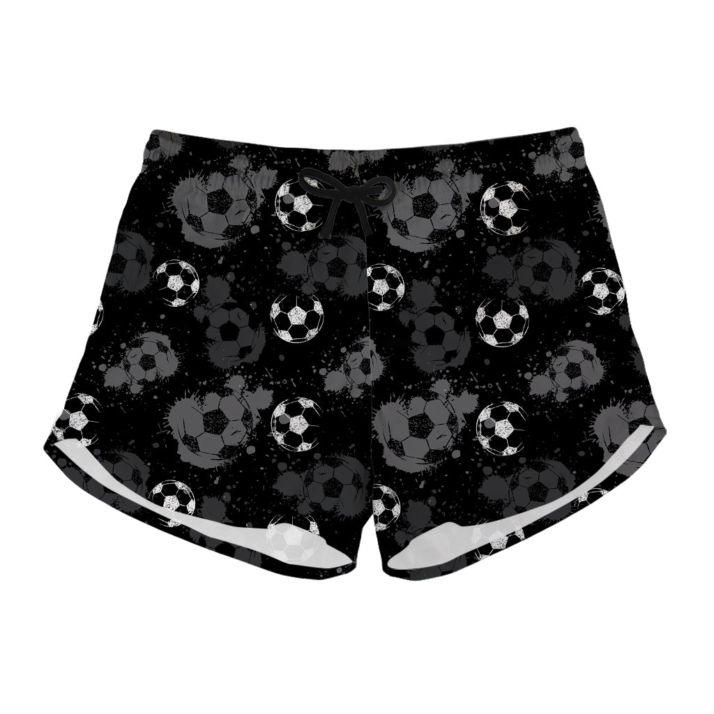 Grunge Soccer Ball Pattern Print Women's Shorts