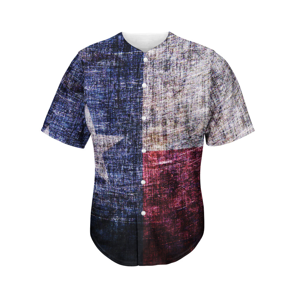 Grunge Texas Flag Print Men's Baseball Jersey