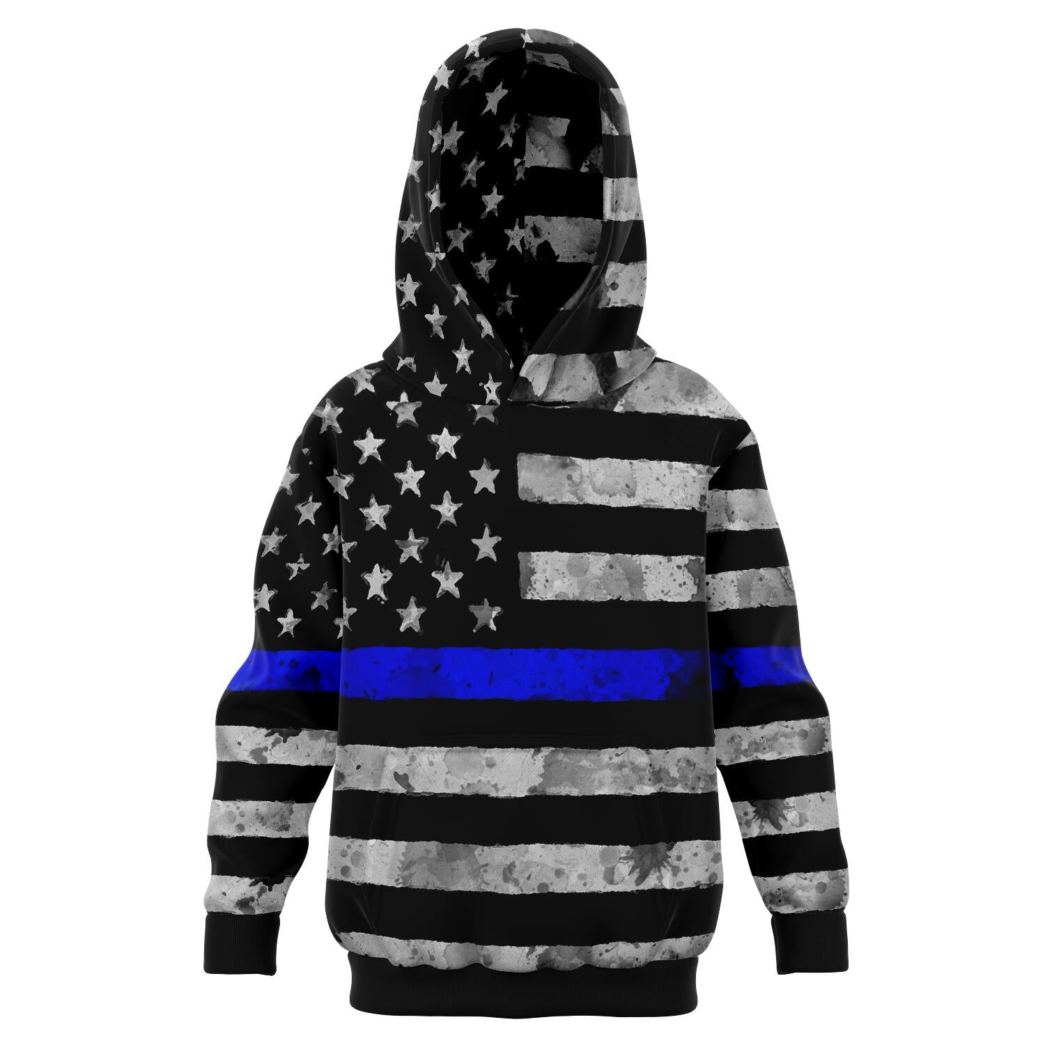 Grunge Thin Blue Line Kids Hoodie