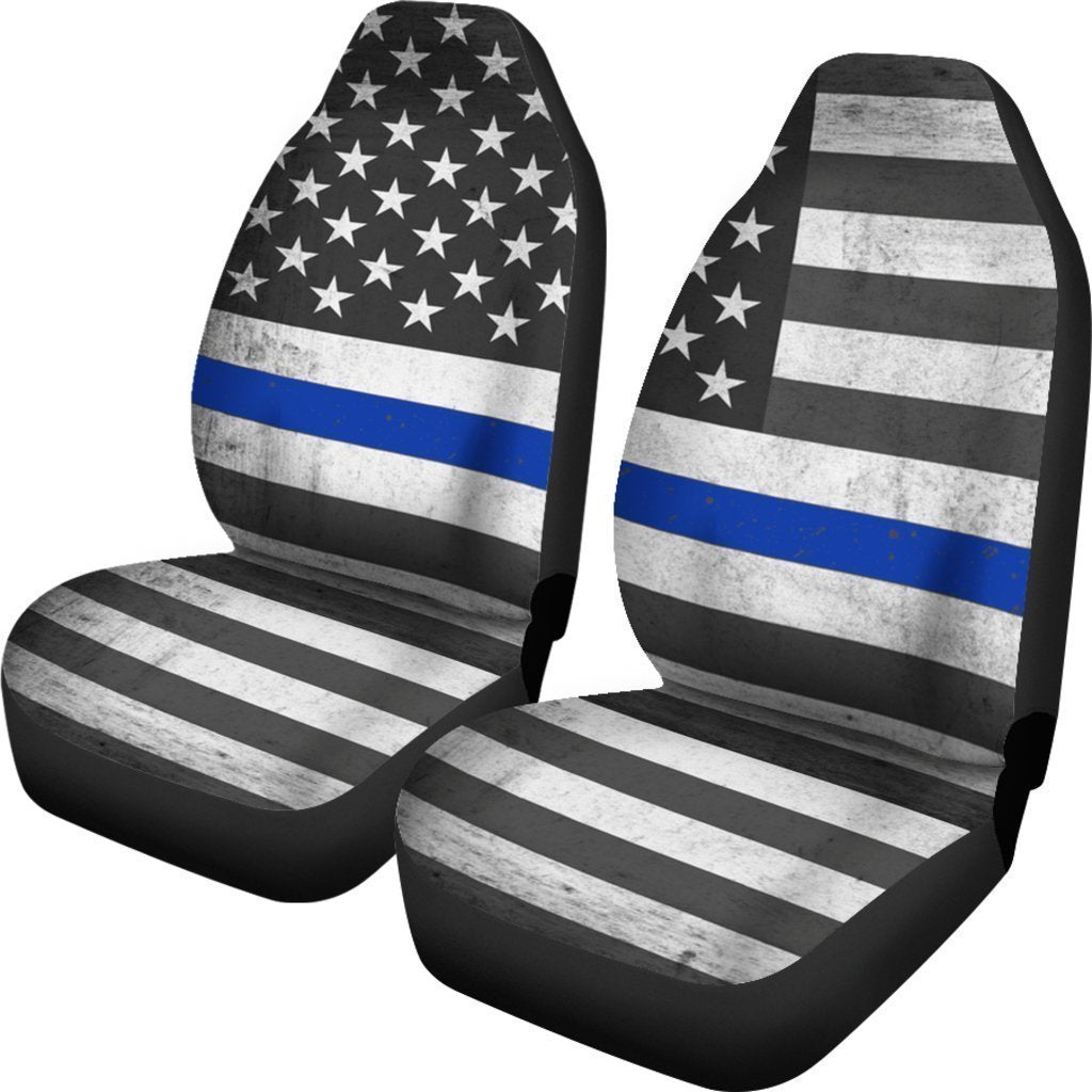 Grunge Thin Blue Line Universal Fit Car Seat Covers