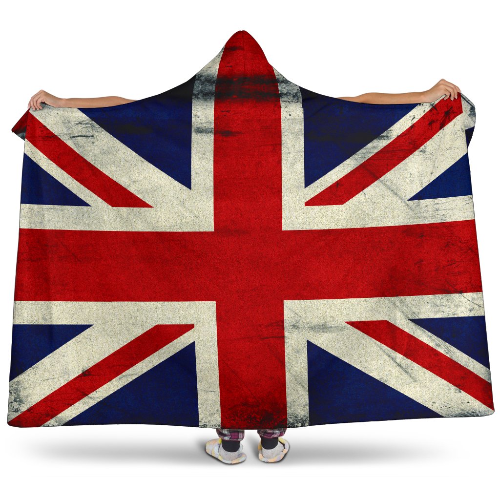 Grunge Union Jack British Flag Print Hooded Blanket