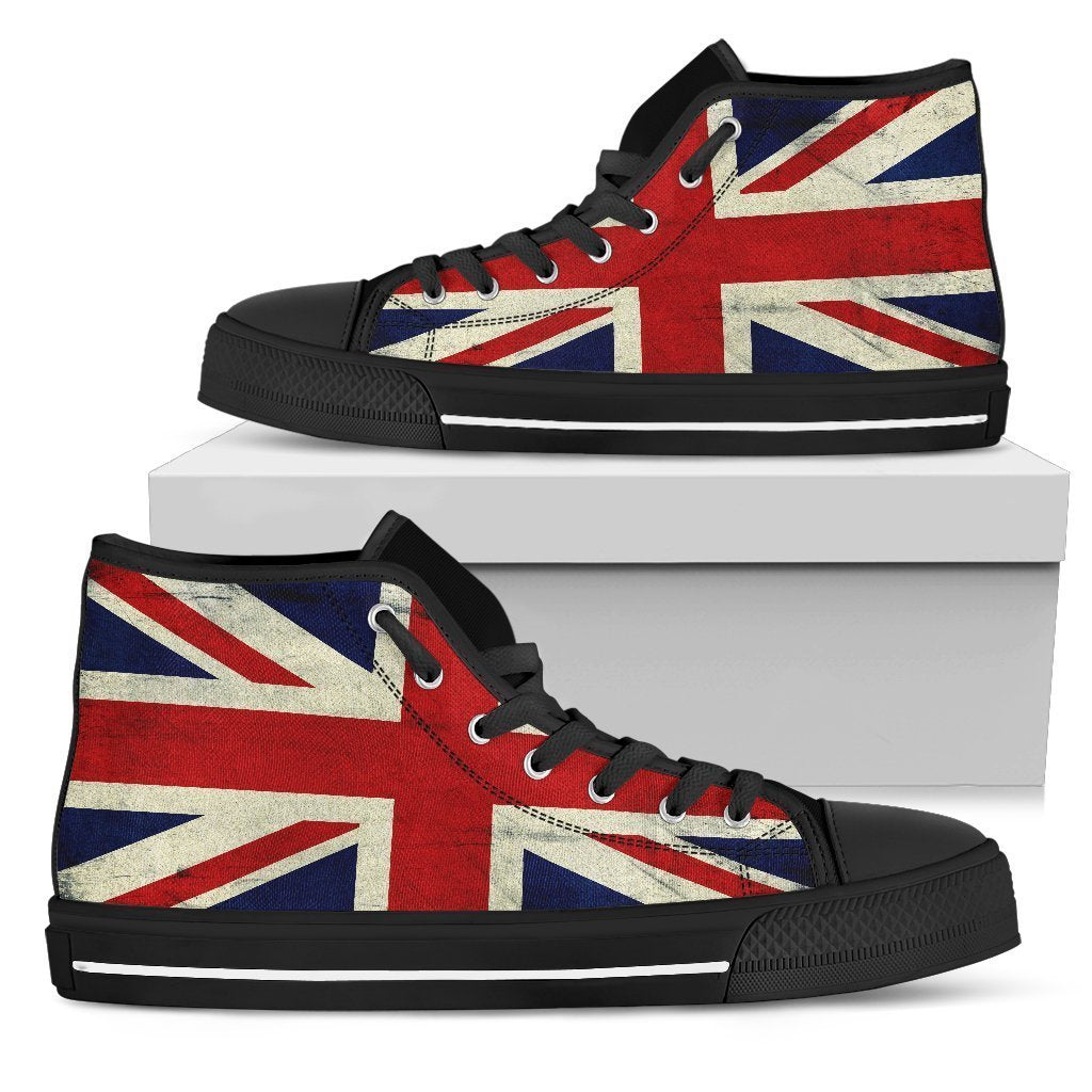 Grunge Union Jack British Flag Print Men's High Top Shoes