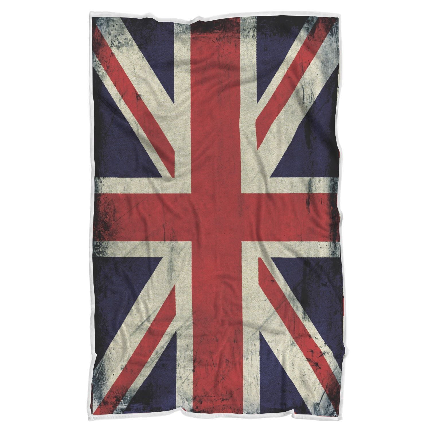 Grunge Union Jack British Flag Print Sherpa Blanket