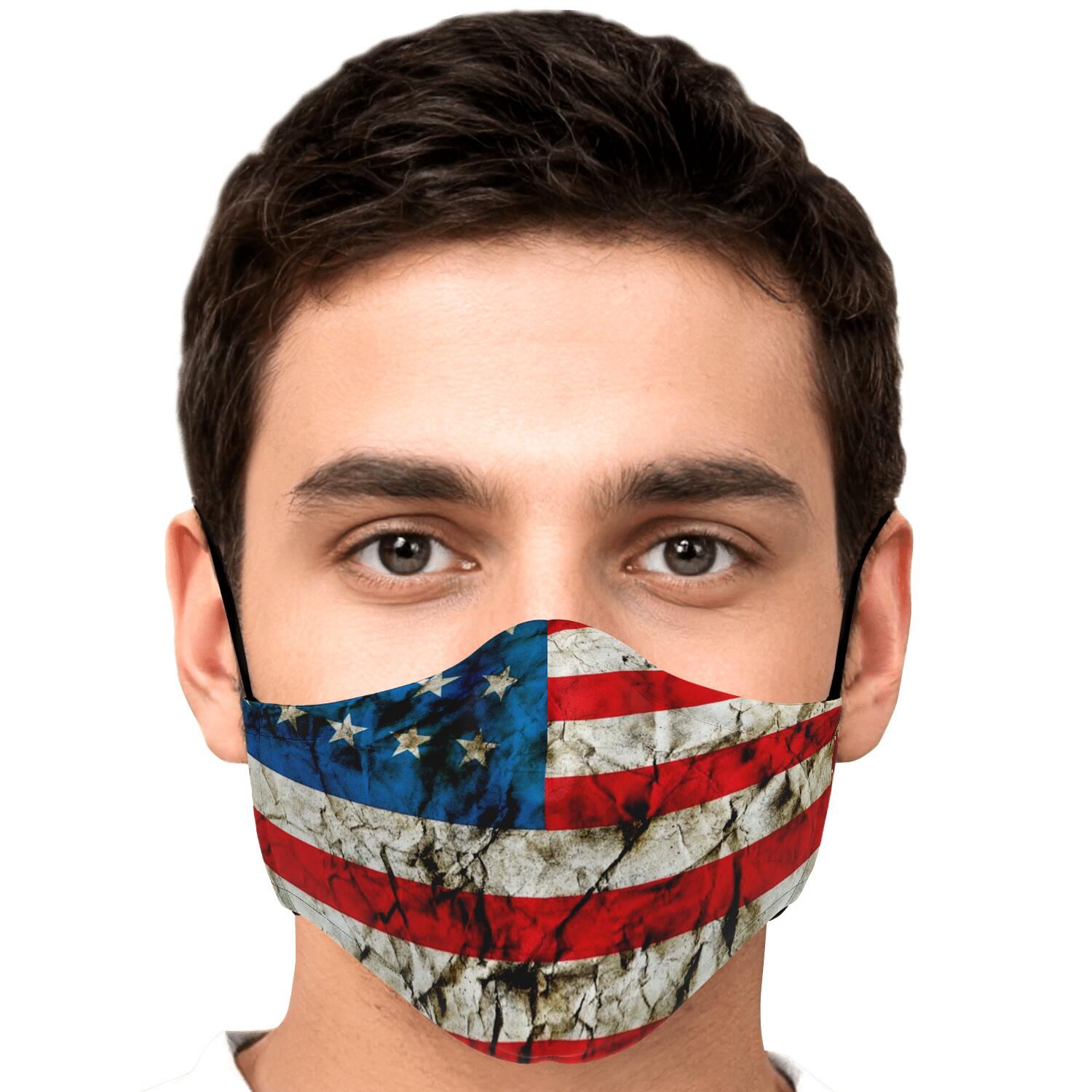 Grunge Wrinkled American Flag Patriotic Face Mask