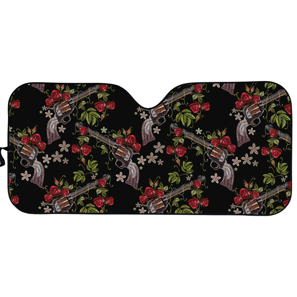 Guns And Flowers Pattern Print Car Sun Shade