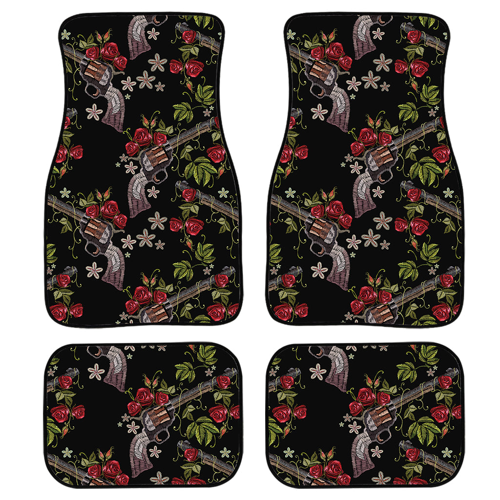 Guns And Flowers Pattern Print Front and Back Car Floor Mats