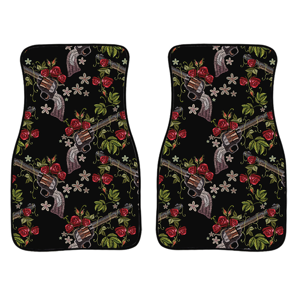 Guns And Flowers Pattern Print Front Car Floor Mats