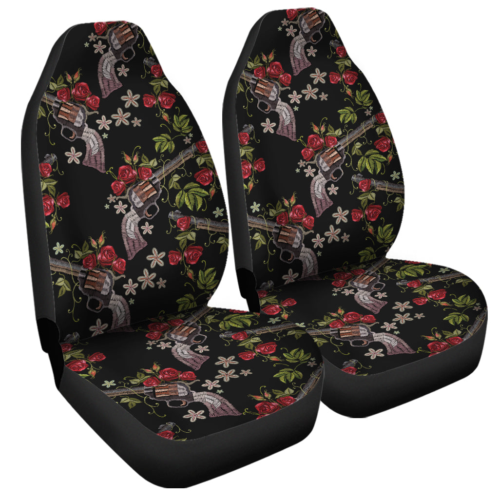 Guns And Flowers Pattern Print Universal Fit Car Seat Covers