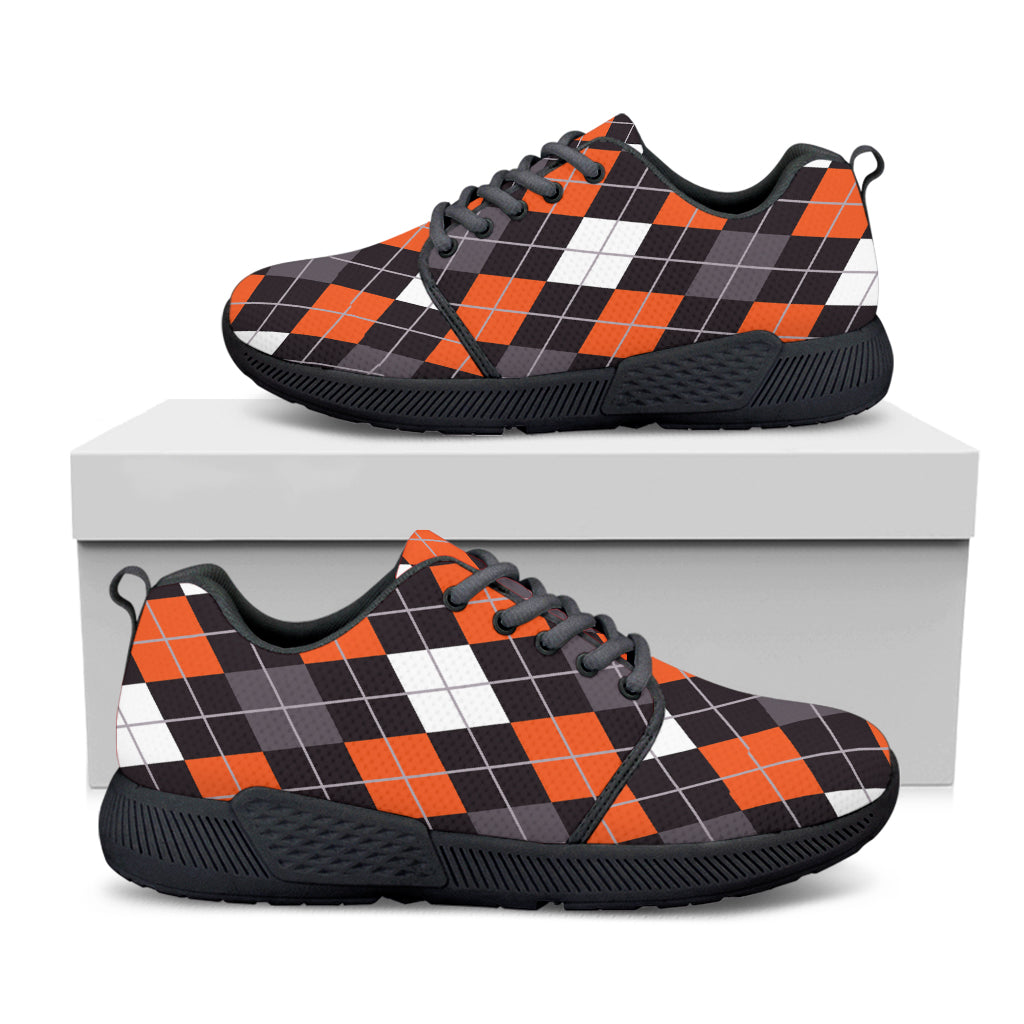 Halloween Argyle Pattern Print Black Athletic Shoes