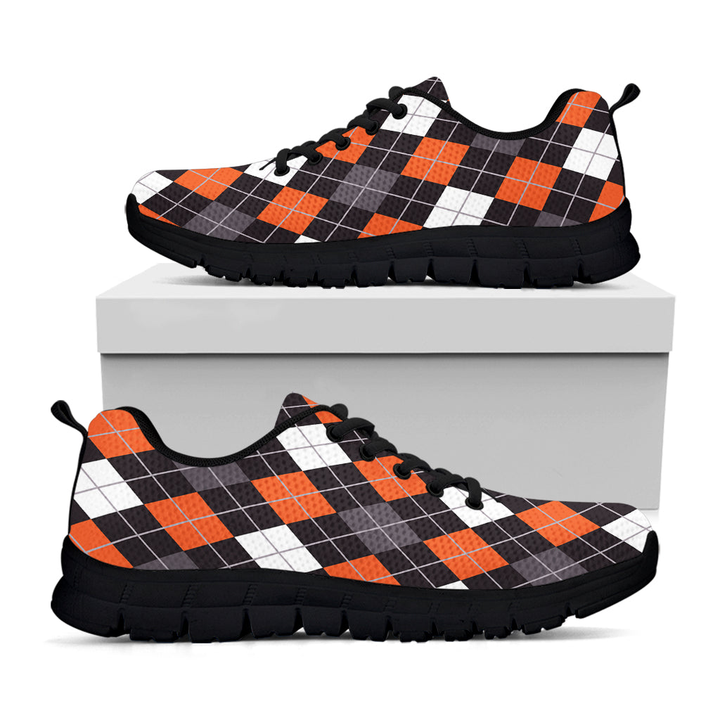 Halloween Argyle Pattern Print Black Sneakers