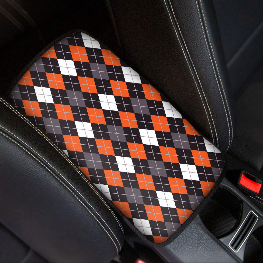 Halloween Argyle Pattern Print Car Center Console Cover